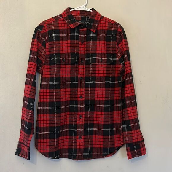 Rainforest red plaid long sleeve flannel shirt Size S - Picture 1 of 9